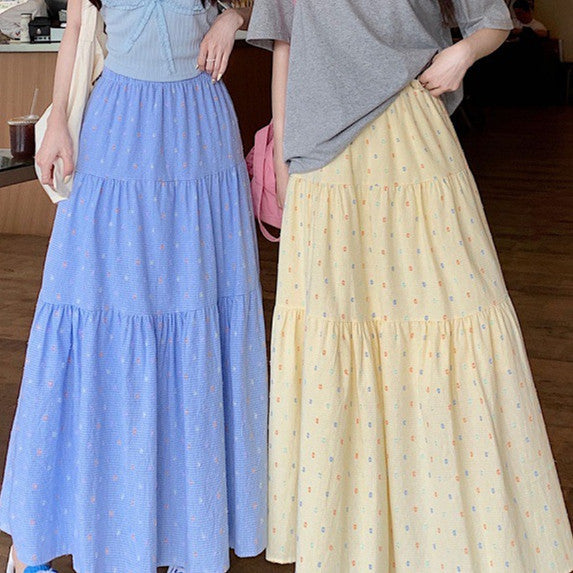 Kate – Plaid A-Line Skirt with Embroidery