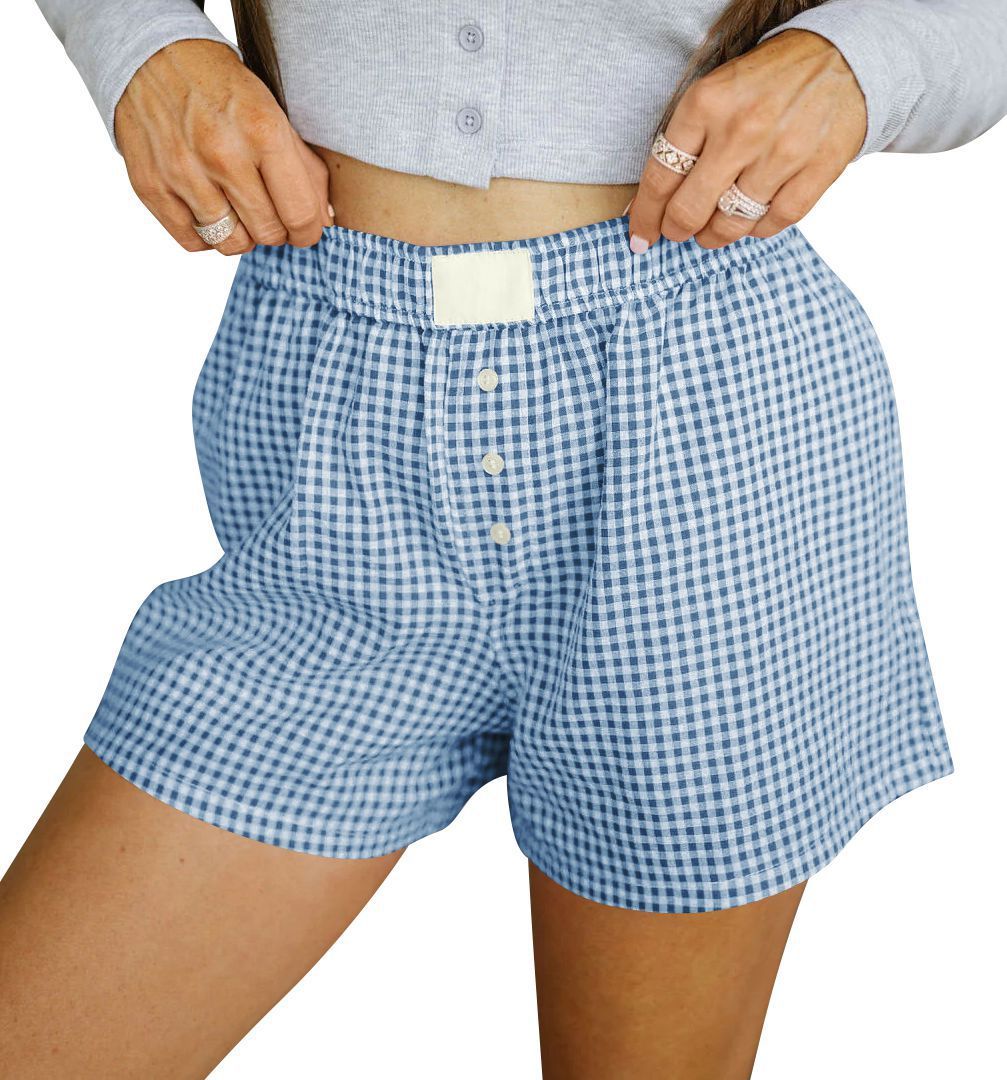 Georgina – Casual Cotton Plaid Shorts