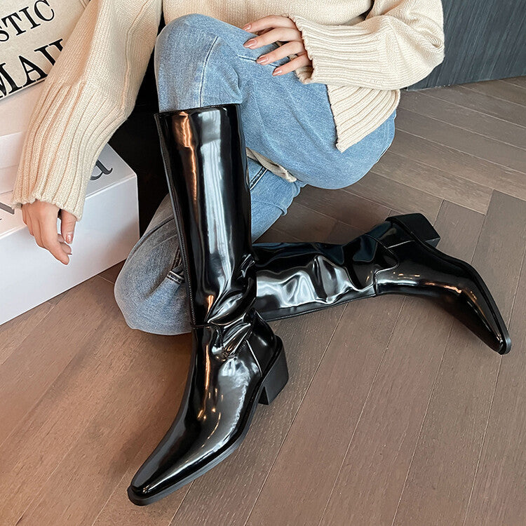 Charlotte – British Style Vegan Leather High Leg Boots