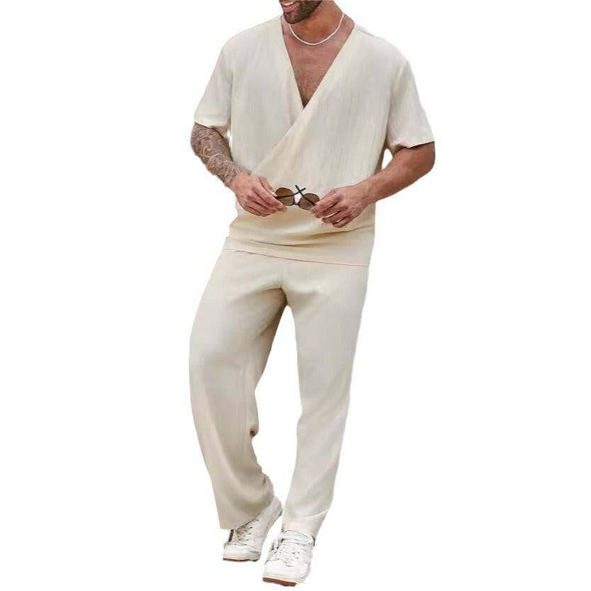 Lewis – Casual Men's Short-Sleeved Suit in Solid Color