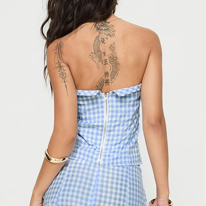 Holly – Backless Plaid Suit