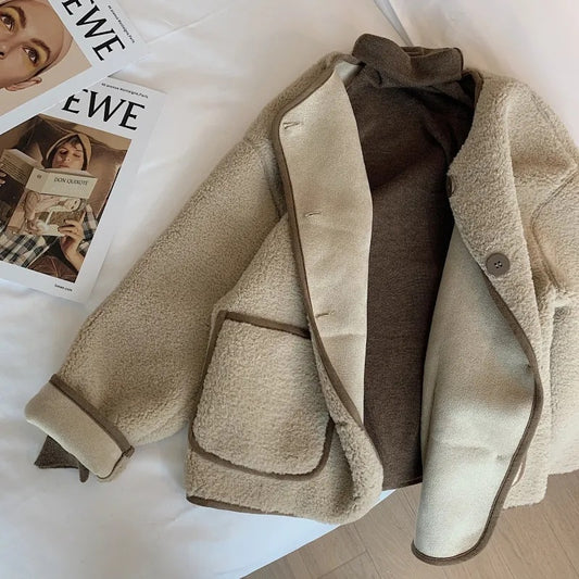 Rose – Khaki Round Neck Vegan Wool Coat