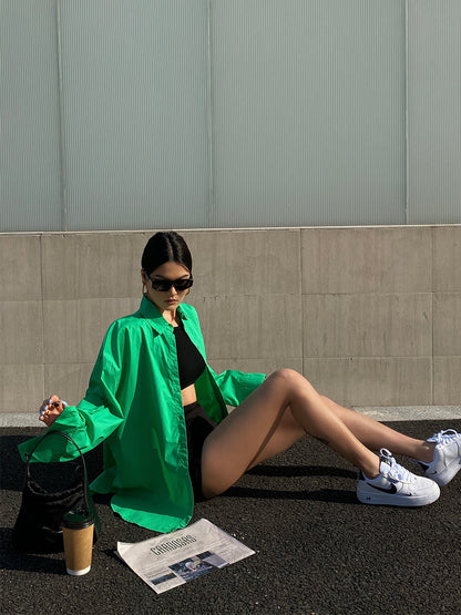 Joanne – Loose Fit POLO Collar Sunscreen Shirt