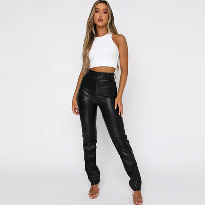 Claire – High Waist Vegan Leather Trousers
