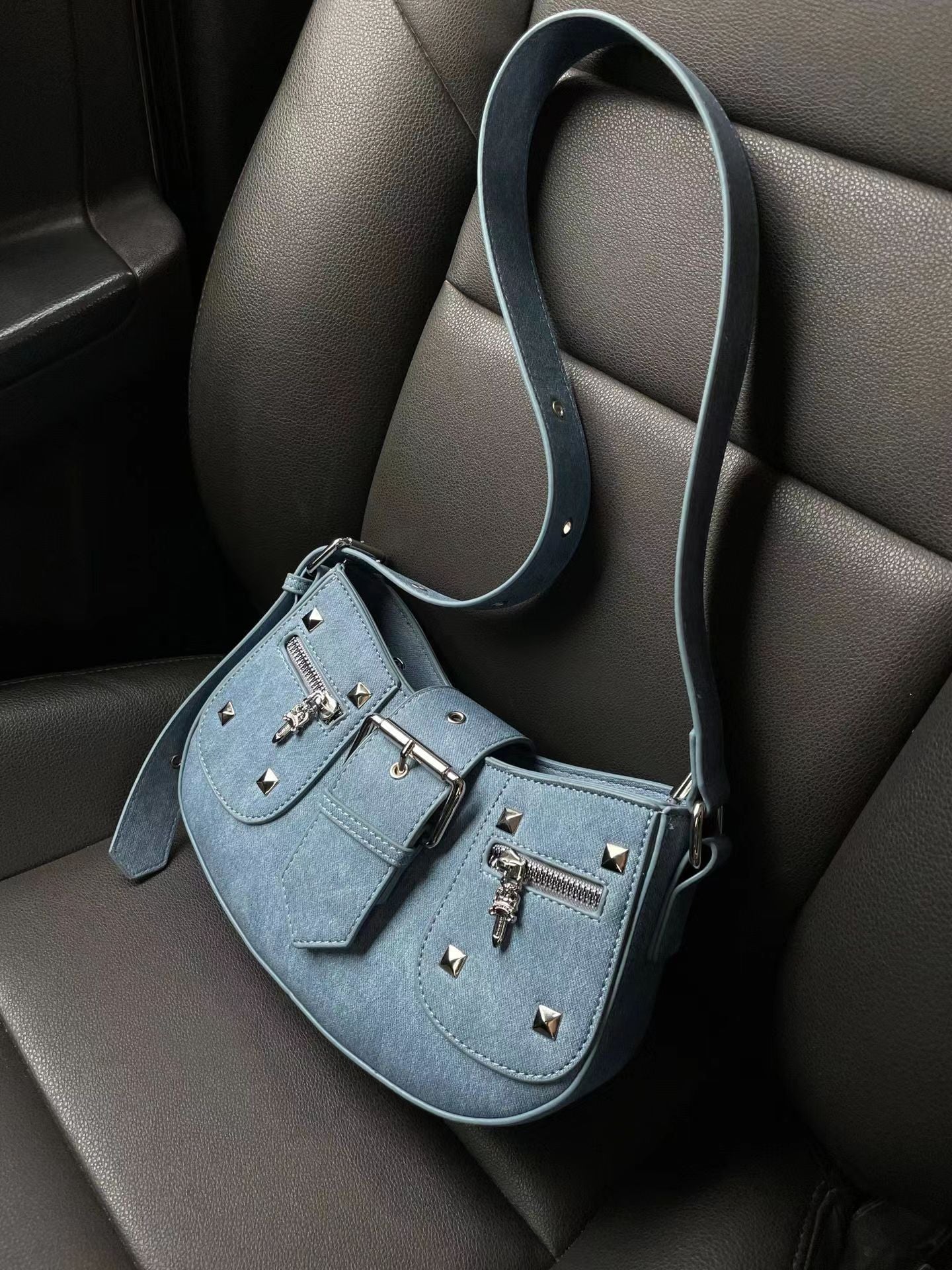 Shirley – Urban Simplicity Denim Blue Shoulder Bag