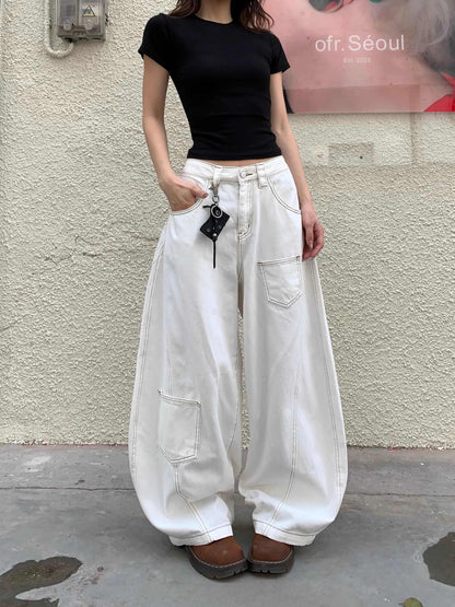 Rachel – Retro Wide-leg Jeans in White