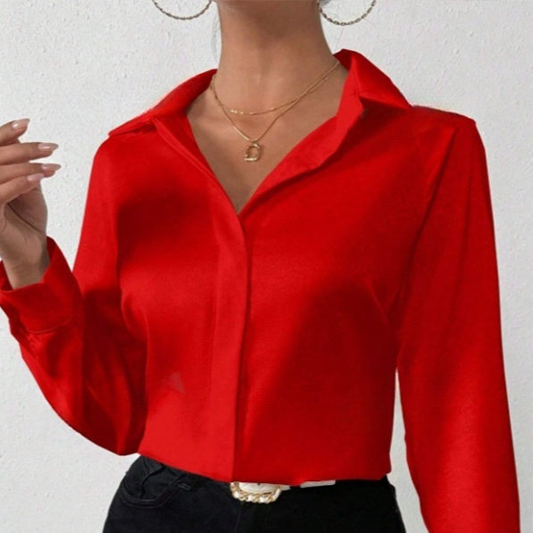 Caroline – Women's Satin Silk-like Long-sleeved Shirt