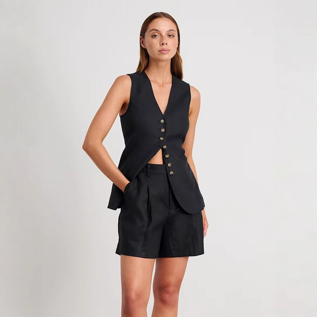 Lauren – Commuter Cotton Linen Shorts Suit