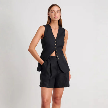 Lauren – Commuter Cotton Linen Shorts Suit