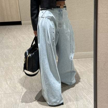 Gillian – Korean-Style High Waist Pleated Wide-Leg Jeans