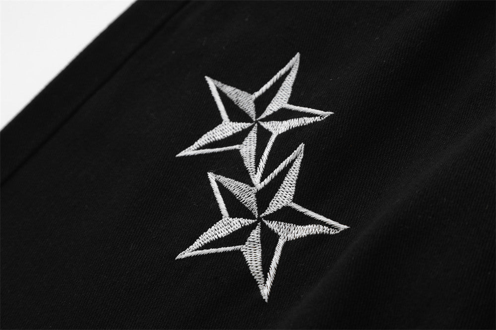 Alfred – Star Embroidered Wide-Leg Denim Pants