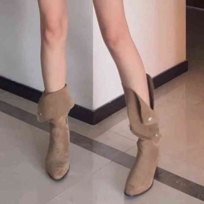 Brenda – Mid-Calf Western Vegan Leather Boots