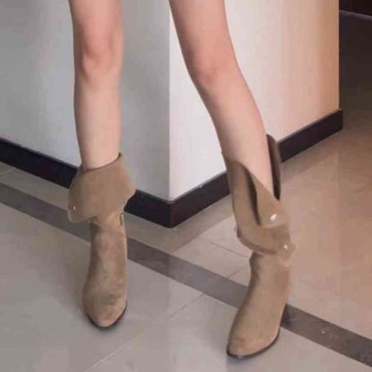 Brenda – Mid-Calf Western Vegan Leather Boots