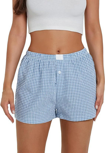 Michelle – Casual Plaid Beach Shorts