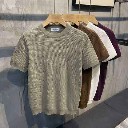 Dennis – Slim-fit Short-sleeved Shirt with Woven Texture