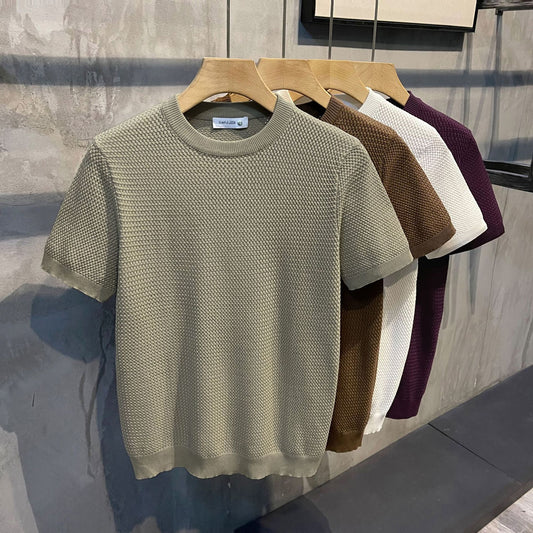 Dennis – Slim-fit Short-sleeved Shirt with Woven Texture