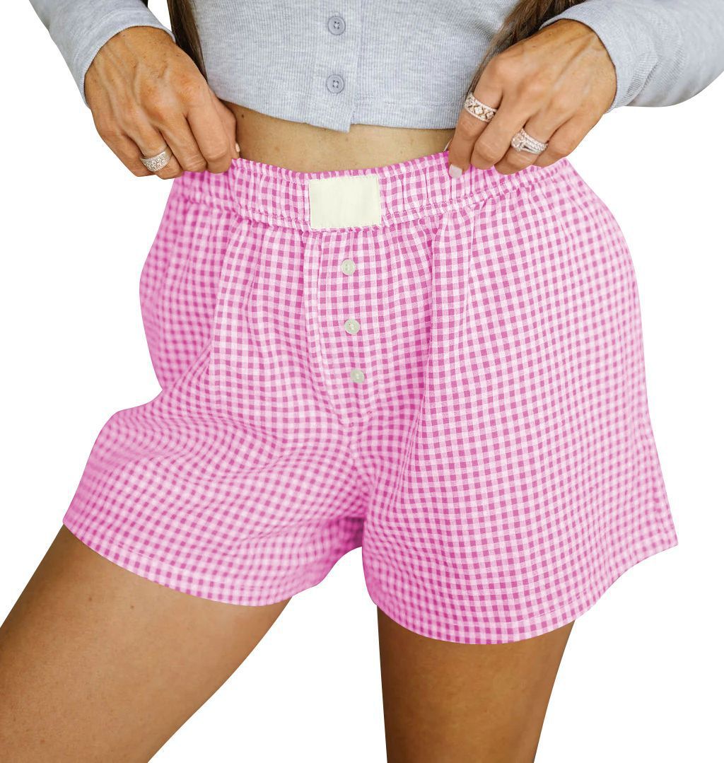 Georgina – Casual Cotton Plaid Shorts