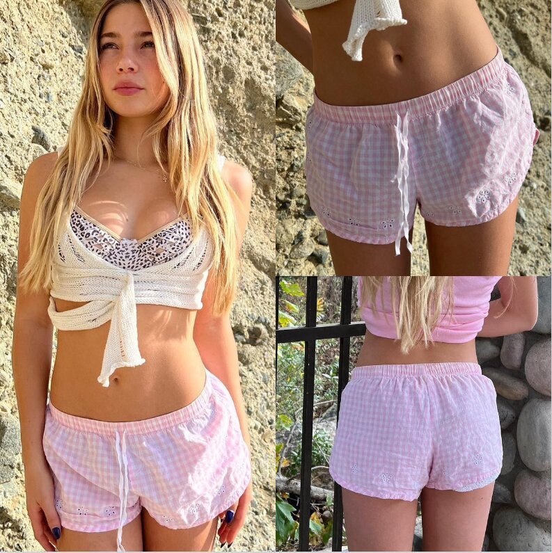 Leah – Plaid Women's Summer Shorts