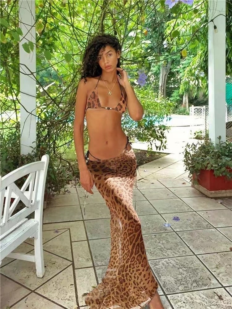 Lucy – Strappy Bikini & Skirt Set with Animal Prints