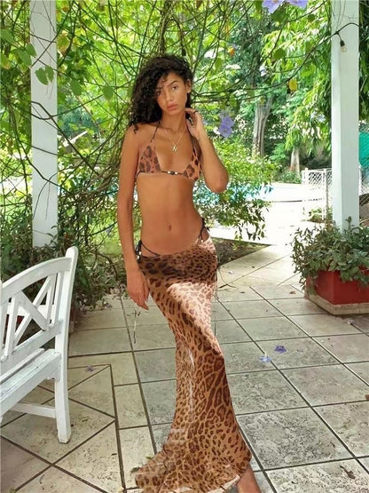 Lucy – Strappy Bikini & Skirt Set with Animal Prints