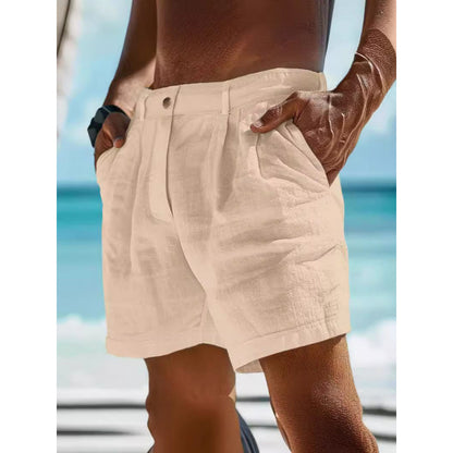 Samuel – Men's Linen Shorts with Button Pocket