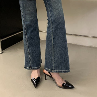 Mary – Pointed Transparent High Heels with Buckle