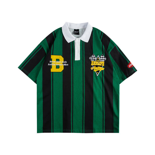 Shaun – Striped Embroidered Polo Shirt