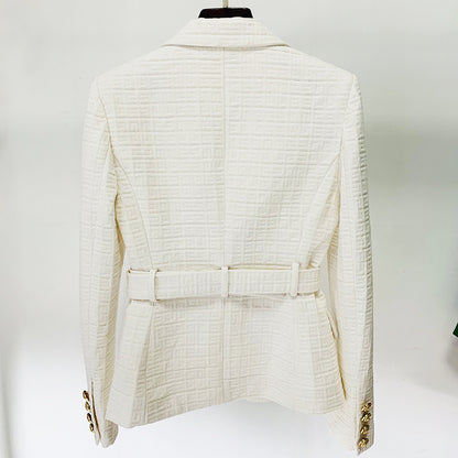 Karen – Women's Double Breasted Slim Fit Blazer with Labyrinth Graphic