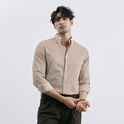 Thomas – Men's Trendy Vegan Leather Striped Cardigan