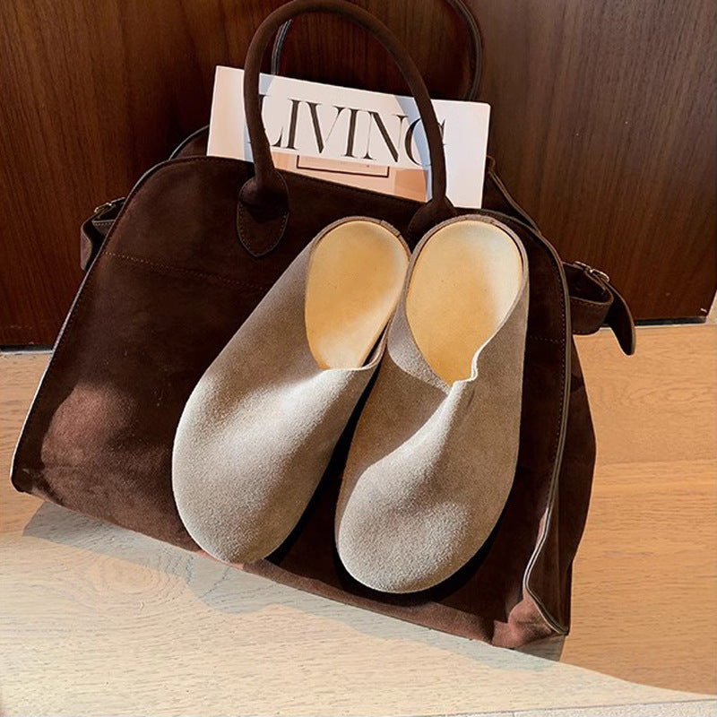 Victoria – Vegan Leather Slip-on Slippers with Thick Sole