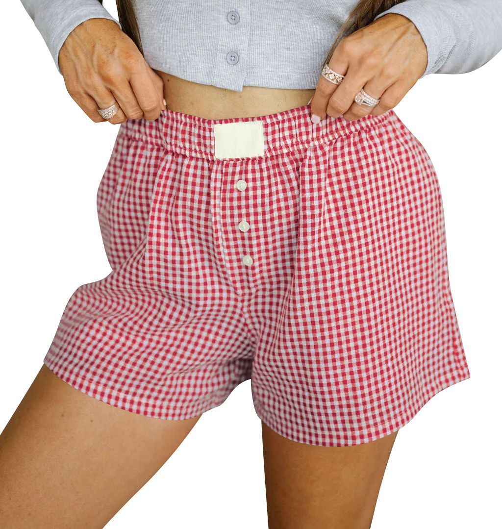 Georgina – Casual Cotton Plaid Shorts