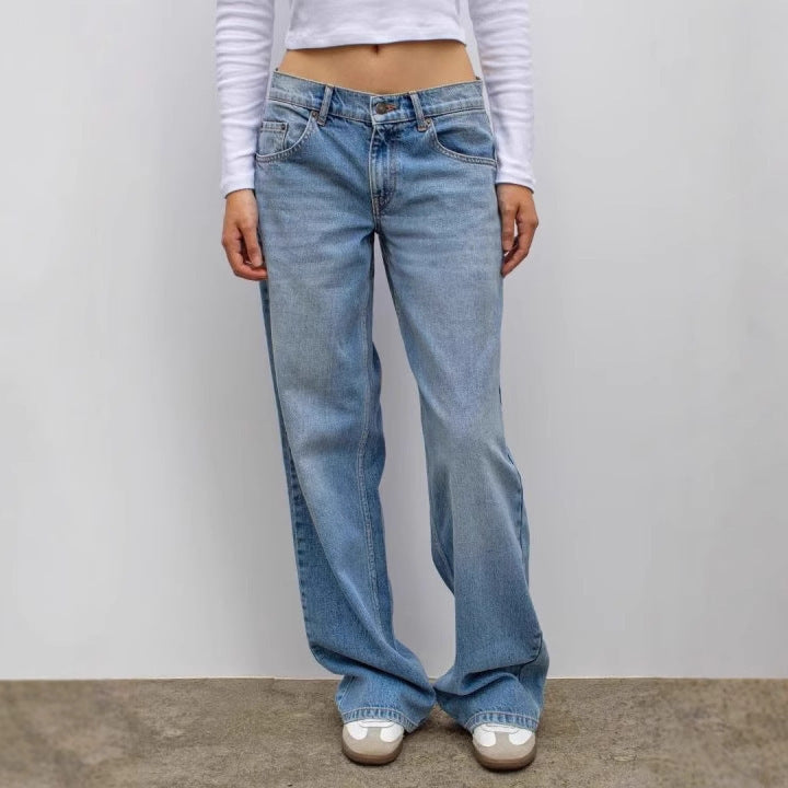 Ron – Leopard Print Patchwork Straight Jeans