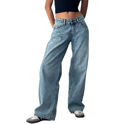 Diana – Retro Low Waist Washed Straight Jeans