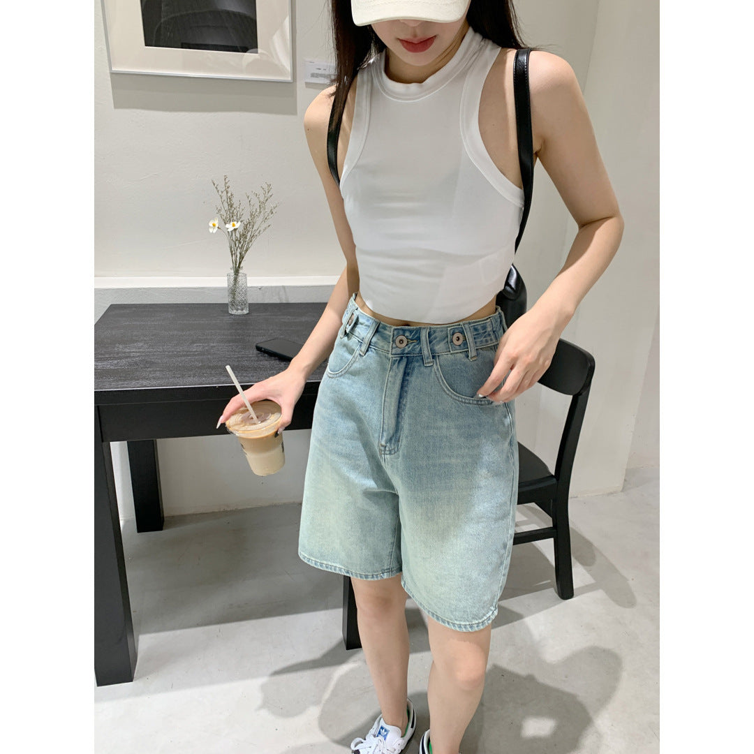 Shannon – Retro High-Waist Denim Shorts