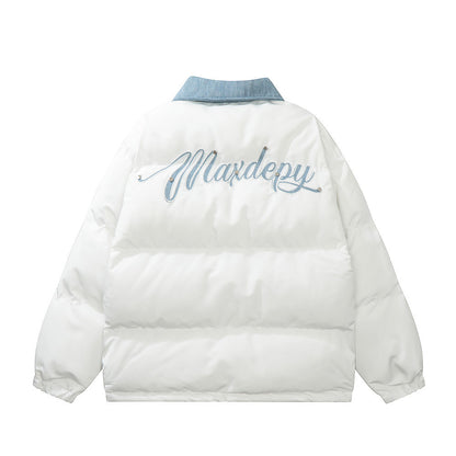 Aaron – Letter Patch Color-Block Cotton-Padded Jacket